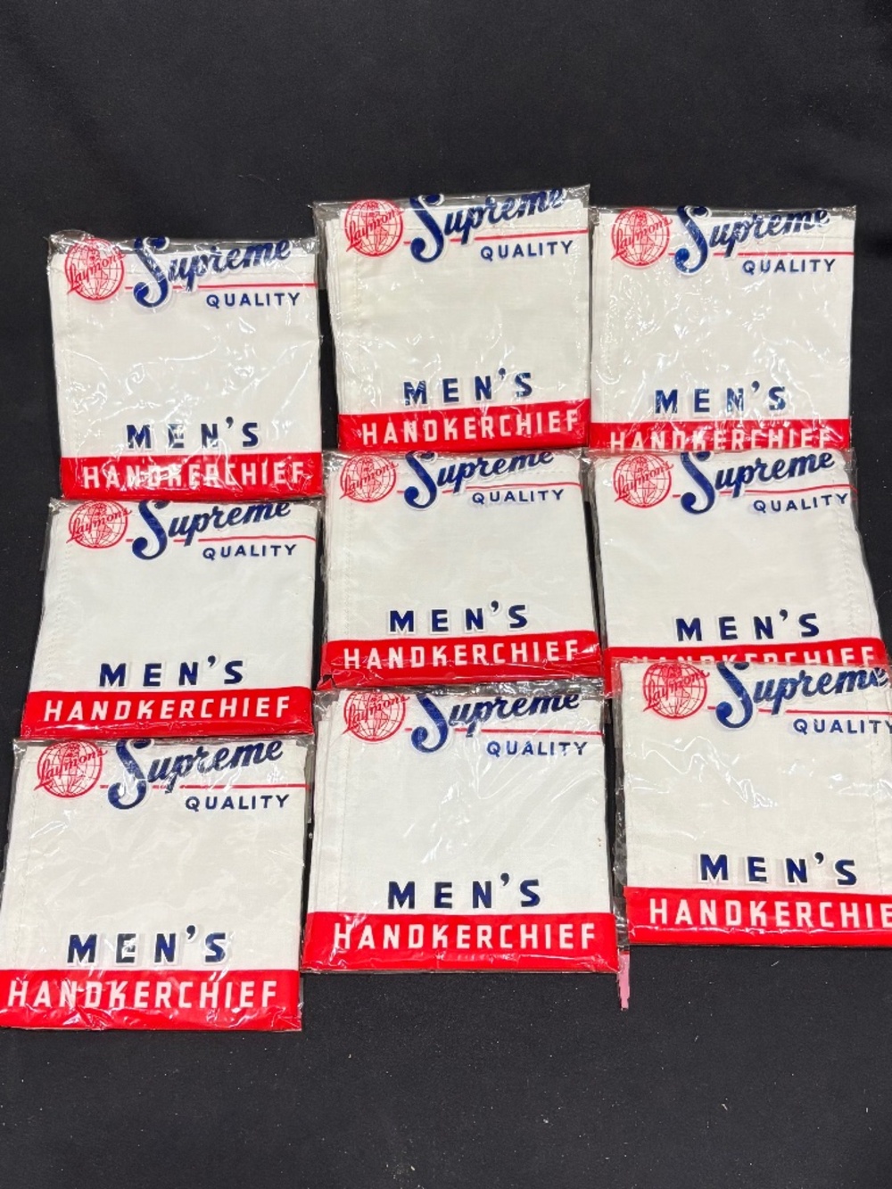 (Bundle of 9) Vintage "Supreme Quality" White Men's Handkerchiefs NEW OLD STOCK